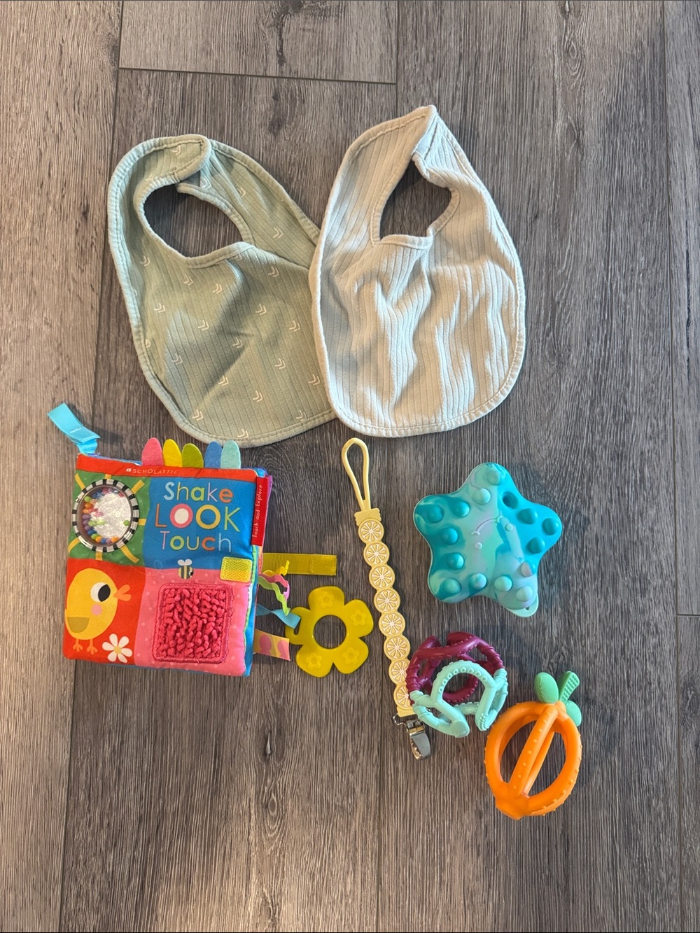 Baby Bundle! Bib Set with Multi-Color Teethers and Sensory Toys